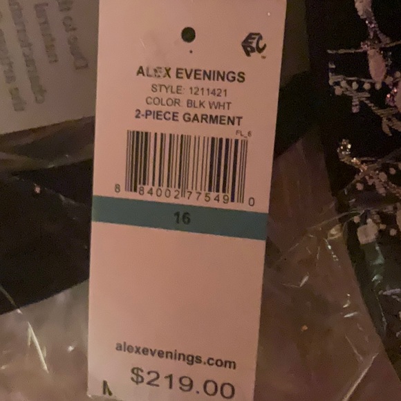 NWT Alex Evenings 2 piece black gown with black and white Jacket - Picture 9 of 10